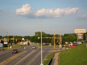 Highway 122 and Monroe avenue in Mason City, looking east.