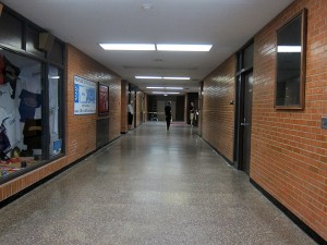 Hallway leading from MCHS commons to gym, where renovations might take place in 2014.