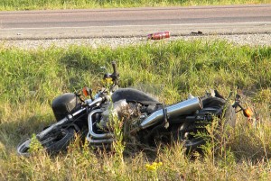 A motorcycle involved in an accident near Clear Lake in September of 2012.