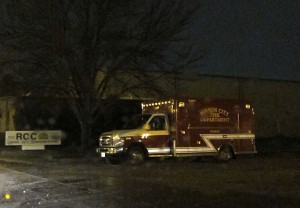 A Mason City amubulance stands by.