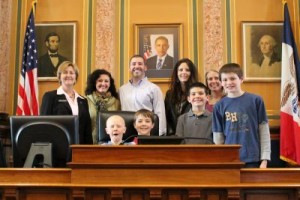 It was nice to see Hoover Elementary students Jack Harty, Sam Swegle and Alex and Jacob Gold, accompanied by their parents of Mason City who were here for the Iowa History Bee on March 27, 2013.