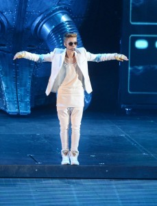 Canadian singer Justin Bieber performs at O2 Arena in London on March 4, 2013. UPI/ Rune Hellestad