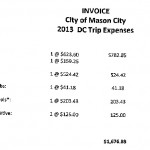 Chamber of Commerce invoice for Eric Bookmeyer's trip to Washington.