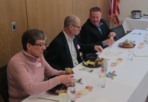 Mason City Council member Scott Tornquist and Mason City Mayor Eric Bookmeyer having lunch at the Mason City Public Library on Wednesday, March 27th, 2013.