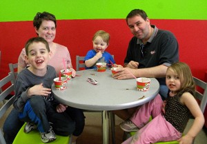 Hines Family enjoys yogurt at CherryBerry