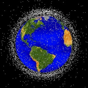 The following graphics are computer generated images of objects in Earth orbit that are currently being tracked. Approximately 95% of the objects in this illustration are orbital debris, i.e., not functional satellites. The dots represent the current location of each item. The orbital debris dots are scaled according to the image size of the graphic to optimize their visibility and are not scaled to Earth. These images provide a good visualization of where the greatest orbital debris populations exist.