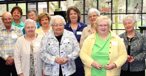 Bronze Award (100 to 249 hours) honorees present at the event included (front row, left to right): John Sporri, Beverly Wilhite, Letha Steinauer, Rena Steele and (back row, left to right), Charissa Olson, Eunice Kinsella, Joyce Nielsen, Janae Haygood, Joan Hansen and Marlene Freudenberg.