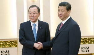 Secretary-General Ban Ki-moon (left) meets with President Xi Jinping of China. UN Photo/Evan Schneider