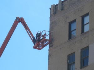 Pajic Tuck Pointing from Waterloo is completing work on the Brick and Tile Building in Mason City