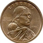 The Sacagawea Golden Dollar coin.