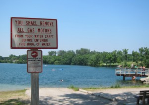 A sign at Big Blue prohibits gas motors on boats