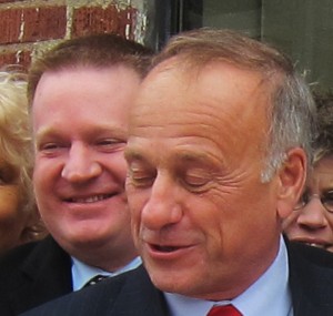 Steve King in Mason City with his friends