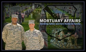 The 379th Expeditionary Force Support Squadron’s mortuary affairs section provides an invaluable service to the nation’s fallen warriors being returned home to their family and friends offering them piece of mind at the 379th Air Expeditionary Wing in Southwest Asia. (U.S. Air Force graphic/Senior Airman Benjamin Stratton)