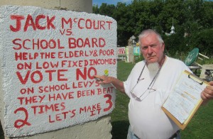 Jack McCourt wants a whole lot of "no" votes on September 10th on two new tax levies the Mason City School District wants passed on property owners.