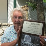 Janice Easley with an award she won for helping to preserve the East Park Band Shell