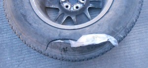 CBP officers located and seized meth that was hidden within the smuggling vehicle's tires.