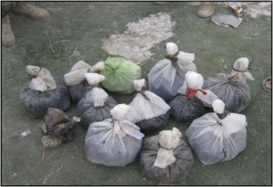 Eighteen kilograms of unprocessed opium are gathered Sept. 8, 2013, in Azan village, Kajaki district, Helmand province, Afghanistan. Afghan commandos with the 7th Special Operations Kandak recovered the drugs during a clearing operation. (Photo courtesy of 7th Special Operations Kandak)