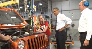 President Obama tours a factory