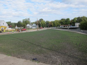New grass grows at the corner of Madison Ave. and Second Street SW.