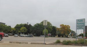 A public parking lot in downtown Mason City