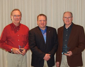Award winners Dennis Wilson, and Cliff Hagman with Mayor Eric Bookmeyer (center)