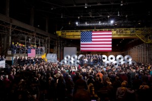 President Barack Obama delivers remarks at Arcelormittal Steel factory in Cleveland, Ohio, Nov. 14, 2013. (Official White House Photo by Lawrence Jackson)