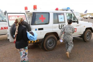 Wounded civilians being transported by the UN Mission in South Sudan (UNMISS) from Bor to the capital Juba. Photo: UNMISS