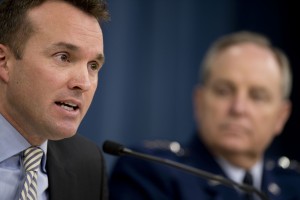 Acting Air Force Secretary Eric Fanning, left, and Air Force Chief of Staff Gen. Mark A. Welsh III brief the press on the state of the Air Force at the Pentagon, Dec. 13, 2013. DOD photo by Erin A. Kirk-Cuomo
