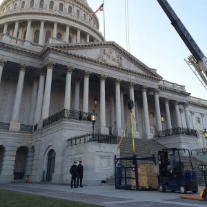 The statue of Dr. Norman E. #Borlaug arrives at the U.S. Capitol. It will be installed Tuesday in Statuary Hall.