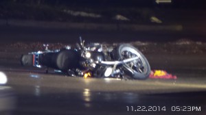 Downed motorcycle
