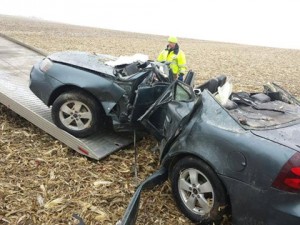 Accident scene and vehicle