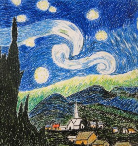 Isaac Fettkether, Starry Night, Crayon, Newman Catholic, 8th grade