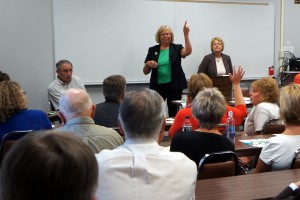 State Senator Mary Jo Wilhelm and Amanda Ragan took questions