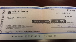 Check given to Blue Zones by North End Partnership