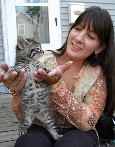 Jeani Luitjens with rescued kitten