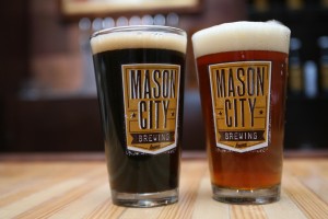 In addition to four regular house beers, Mason City Brewing rotates in four taps of new seasonal beers including these brews produced for St. Patrick's day - an Irish Stout and and Irish Red Ale.