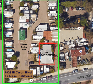 7626 El Cajon Blvd. in La Mesa, California, home of G8 Development and Deluxe Trailer Park (Click graphic to view larger)