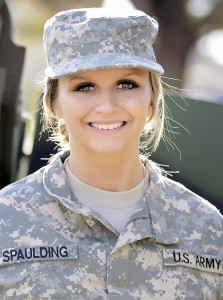 Cheney M. Spaulding, 18, of Fort Dodge, Iowa, enlisted in September 2015 as a survey meteorological crewmember, becoming the first woman to enlist in an Iowa National Guard combat arms unit.