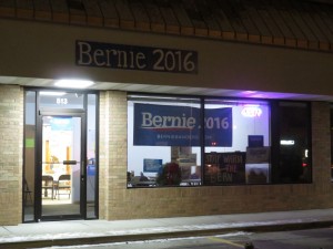 No activity at the Bernie Sanders office in Mason City Saturday night