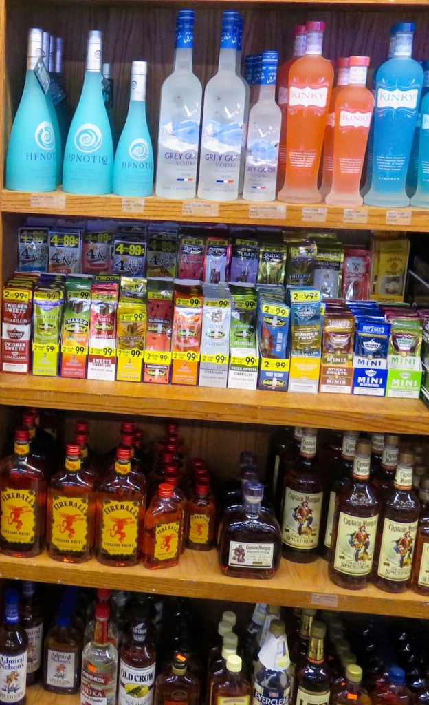 A small sample of the large selection of alcohol available in the store