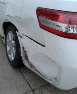 Damage to Larson's Camry