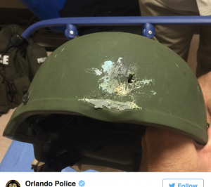 Kevlar helmet that saved a police office's life during the attack
