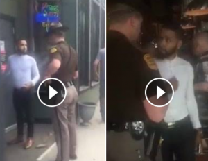 Screenshot of video posted to social media by  Kadare Brown, showing the altercation between Brown and a state trooper