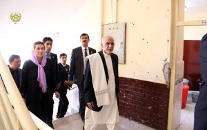 The President,Ashram Ghani, and the First Lady of the Islamic Republic of Afghanistan visit the American University of Afghanistan.