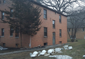 Fire aftermath at apartment house located at 321 East State
