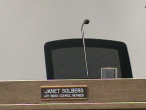 Janet Solberg left the meeting