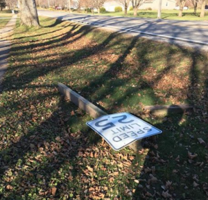 Photo of the smashed sign sent to NIT