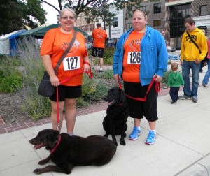 Remi and Jack taking their Humans on the run-walk