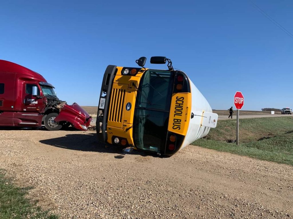 Northern Iowa school bus driver cited after pulling into path of semi