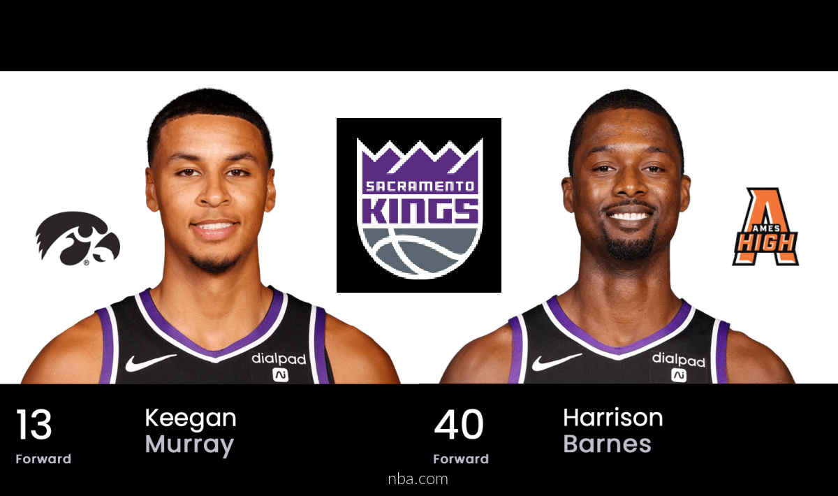 Keegan Murray and Harrison Barnes of the Sacramento Kings look on